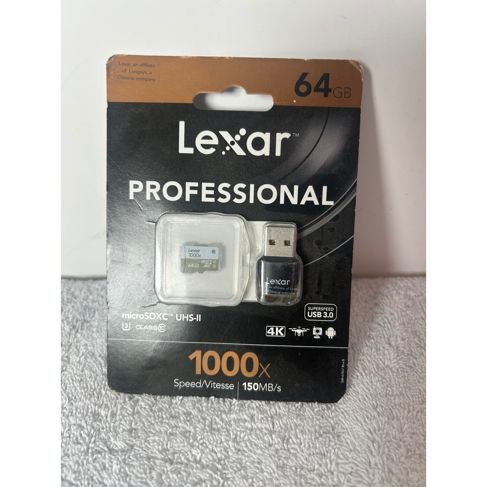 Lexar Professional 1000x 64GB microSDXC UHS-II Card with USB 3.0 Reader NEW